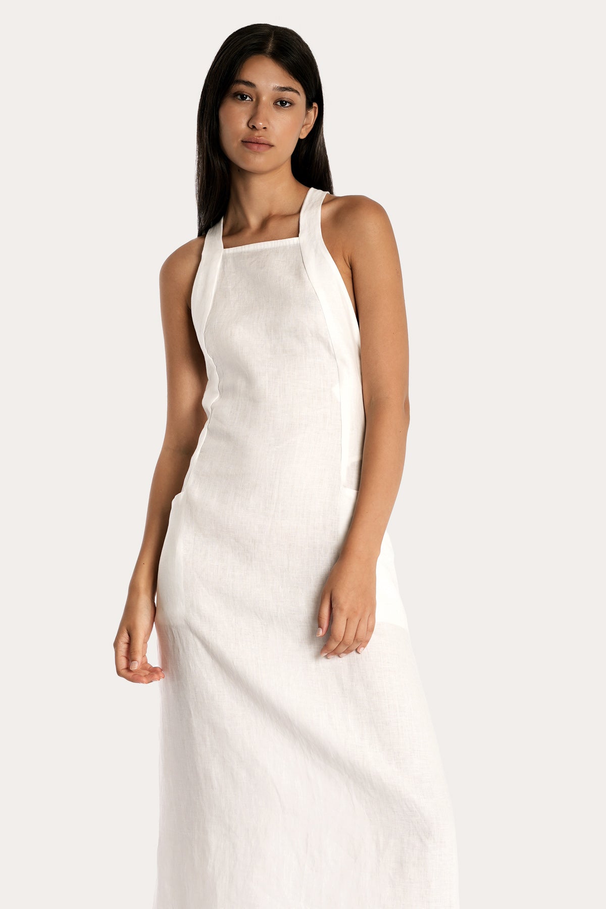 Linen Apron Midi Dress | Sustainable European Flax Linen Linen Apron Midi Dress | Sustainable European Flax Linen