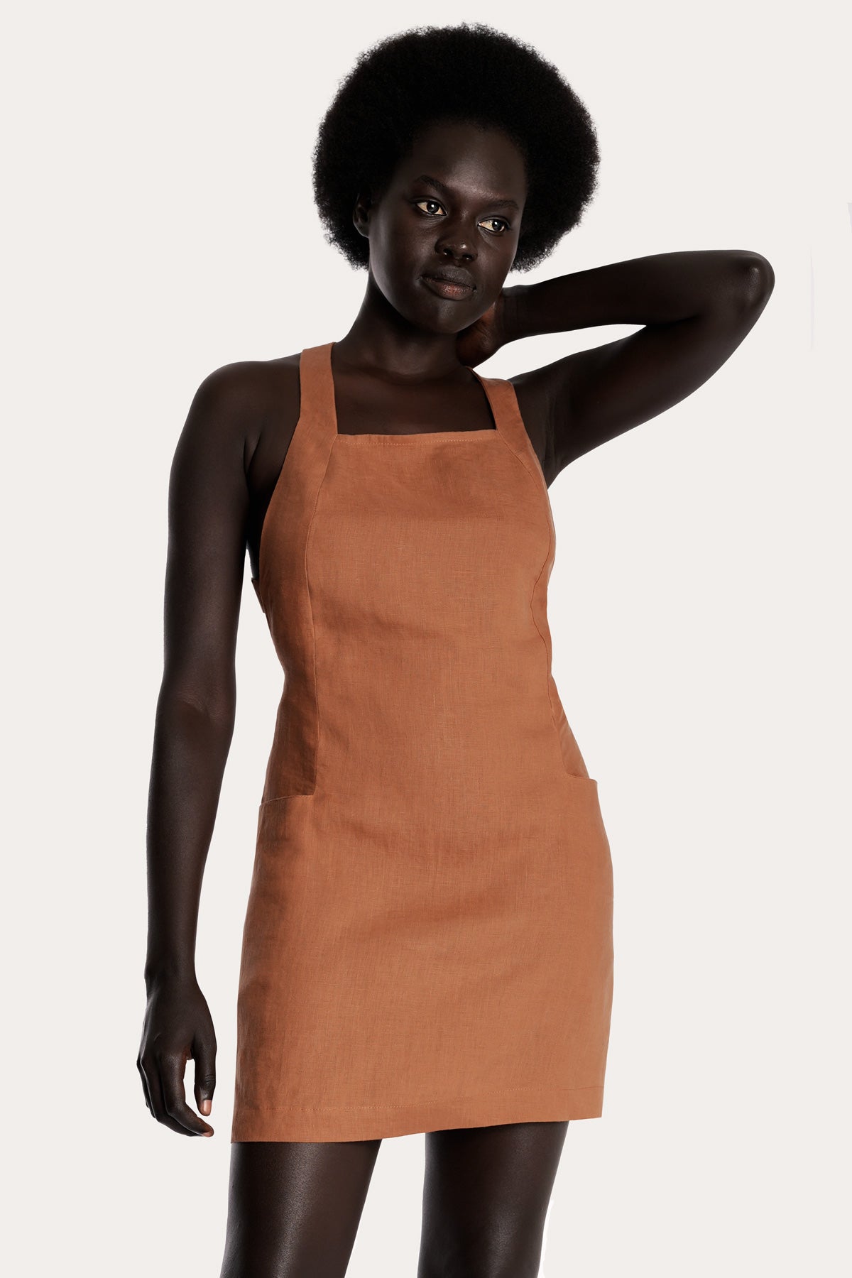 Linen Apron Mini Dress | Sustainable European Flax Linen | CLAY 8 / CLAY Linen Apron Mini Dress | Sustainable European Flax Linen | CLAY 8 / CLAY